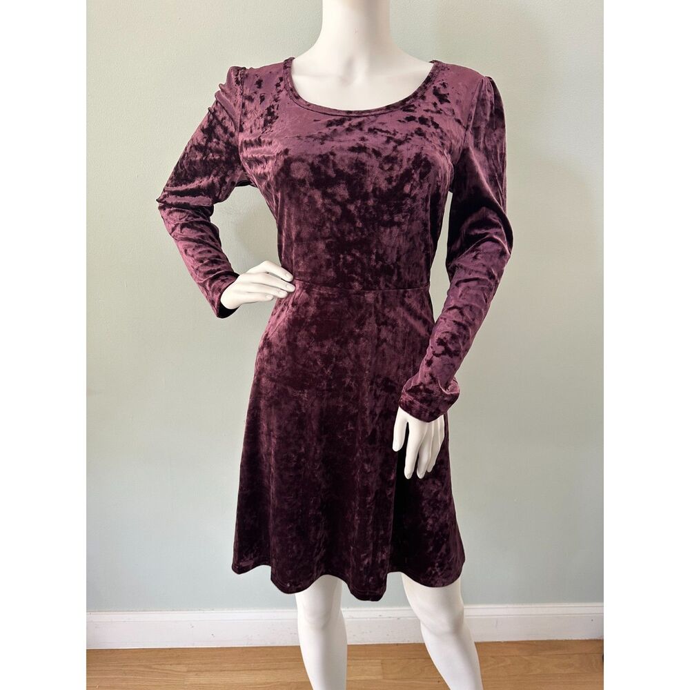 Princess Highway Crushed Velvet Mini Dress size 10 Purple Long Sleeve Whimsigoth